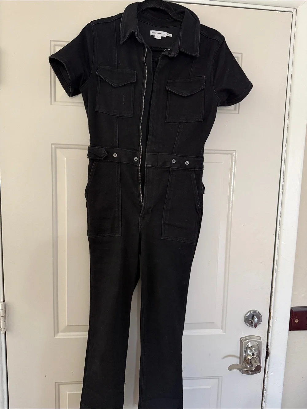 Good American Black Short-Sleeve Utility Jumpsuit - Picture 1 of 2